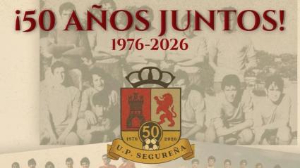 Parte del cartel conmemorativo del cincuenta aniversario de la UP Segureña