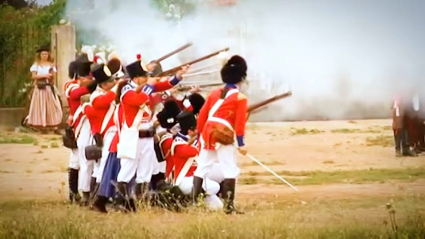 Un momento de la recreación histórica de la batalla de la Albuera