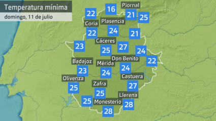 Mapa de mínimas del 11 de julio de 2021