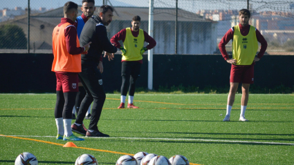 Juanma Barrero en su primera sesión de trabajo en el Mérida.