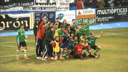 Celebración derbi Coria - Cacereño