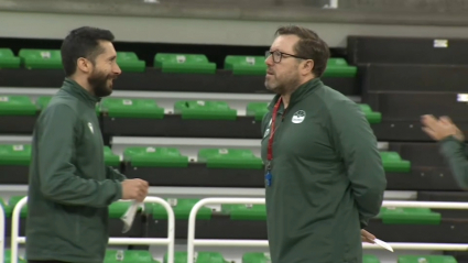 Roberto Blanco y Jacinto Carvajal en el entrenamiento del Cáceres Patrimonio