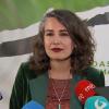 Irene de Miguel, líder de Unidas por Extremadura, atiende a los medios de comunicación