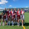 Las once jugadoras del Cacereño, antes de disputar el partido