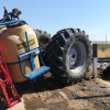 Imagen del tractor tras la colisión con el tren