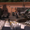 Una empresa de espectáculos se prepara para un concierto en el auditorio de Cáceres.