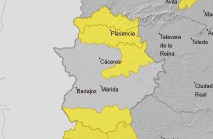 Aviso amarillo en varias zonas de Extremadura