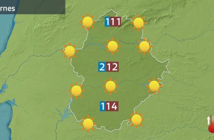 Mapa de previsión para el viernes 17 de enero