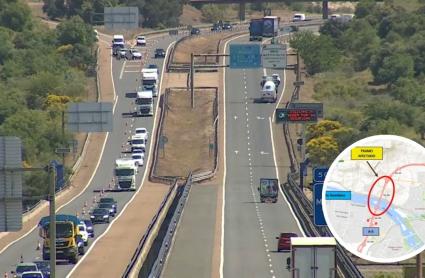 Las obras en los viaductos sobre el río Guadiana provocan el corte de los carriles izquierdos de la A-5 en Mérida