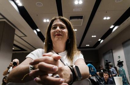 La exmilitante socialista Leire Díez durante una rueda de prensa