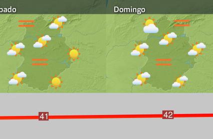 Mapa de previsión del sábado 28 y domingo 29 de junio
