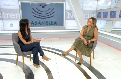 Blanca Martín, presidenta de la Asamblea de Extremadura, durante una entrevista en Canal Extremadura