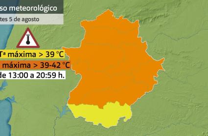Mapa de avisos meteorológicos 5 de agosto