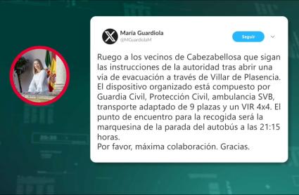 URGENTE: Evacuación en Cabezabellosa: se habilita salida segura por Villar de Plasencia
