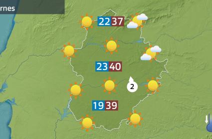 Mapa de previsión del viernes 8 de agosto