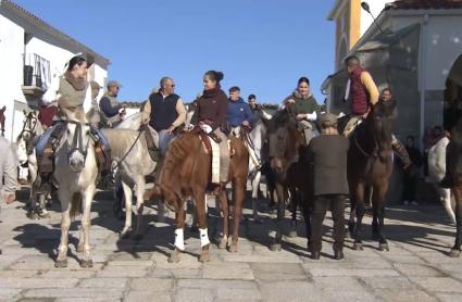 Caballos durante la Fiesta de 'La Borrasca' en Ceclavín