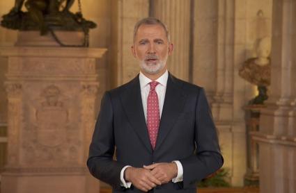 Felipe VI, rey de España, durante el mensaje de Navidad del año 2025