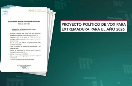 Grafismo del documento del proyecto político de Vox para Extremadura