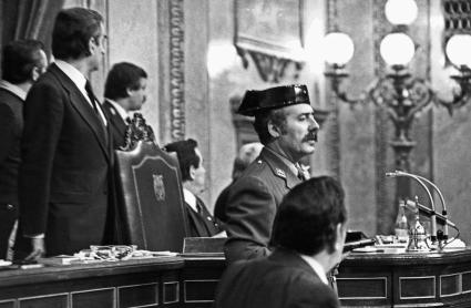 Antonio Tejero durante el intento de golpe de Estado el 23 de febrero de 1981