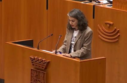Irene de Miguel, portavoz de Unidas por Extremadura, en la Asamblea de Extremadura
