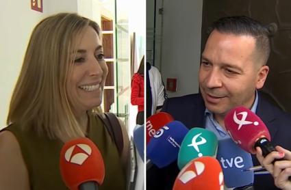María Guardiola y Óscar Fernández atienden a los medios de comunicación después de las reuniones del viernes 10 de abril de 2026