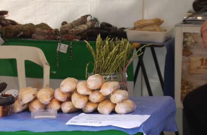 Stand con espárragos en la feria, en Burguillos del Cerro