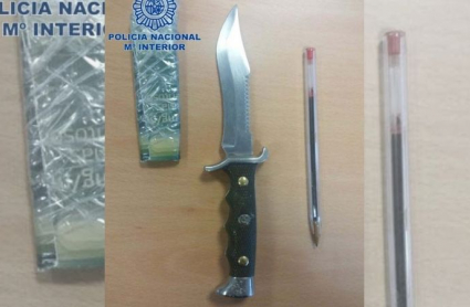 Machete intervenido al detenido por agresión al agente de Policía Nacional