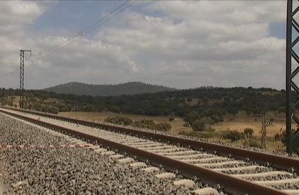 Tramo de la línea de alta velocidad a su paso por Extremadura.