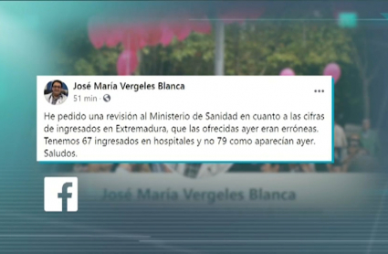 José María Vergeles anuncia que va a pedir al Ministerio de Sanidad que rectifique los datos de hospitalizados en Extremadura