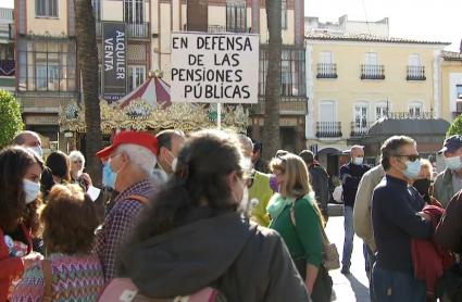 Protesta en la plaza de España de Mérida