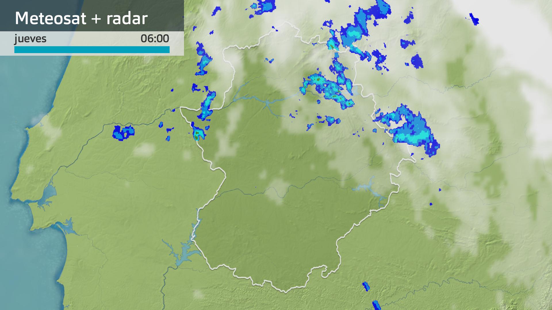 Imagen del Meteosat + radar meteorológico jueves 17 de octubre 6 h.