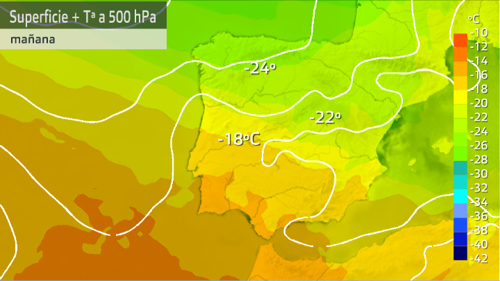 Mapa de altura para el domingo