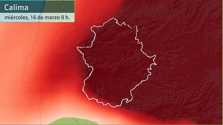 Evolución de la calima en Extremadura hoy miércoles 16 de marzo