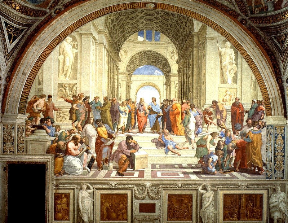 Hipatia es la única mujer en "La Escuela de Atenas", de Rafael. Aparece en la esquina inferior izquierda.