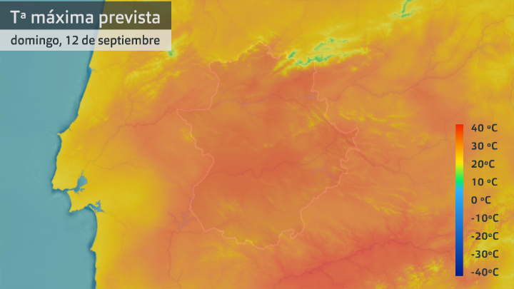 Temperatura máxima prevista para el domingo