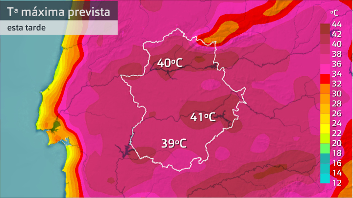 Temperatura máxima prevista miércoles 29 de julio