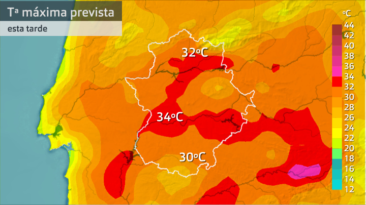 Temperatura máxima prevista lunes 14 de septiembre