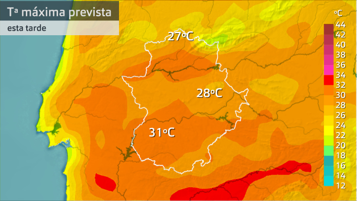 Temperatura máxima prevista martes 15 de septiembre