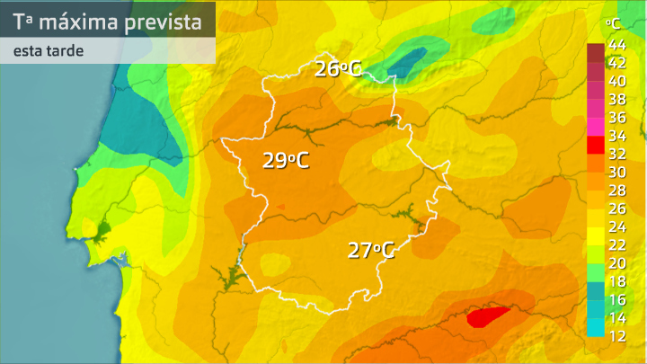 Temperatura máxima prevista jueves 17 de septiembre