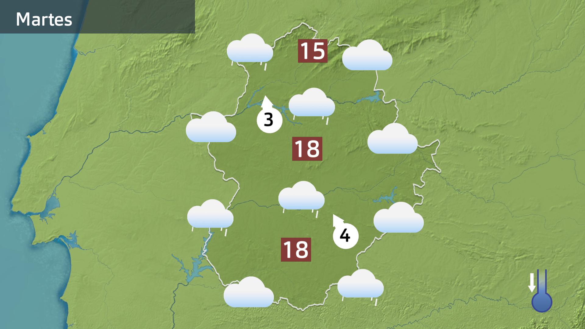 Mapa de previsión para hoy martes 18 de febrero