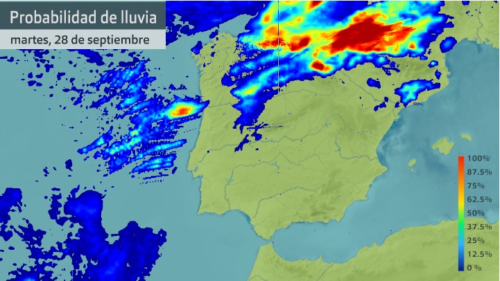 Probabilidad de lluvia para hoy martes 28 de septiembre