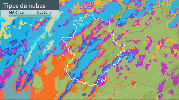 Imagen del Meteosat (tipos de nubes) martes 28 de septiembre 6:15 h.