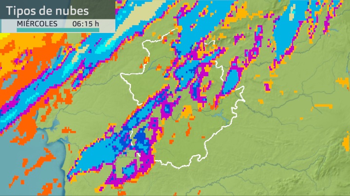 Imagen del Meteosat (tipos de nubes) miércoles 20 de octubre 6:15 h.