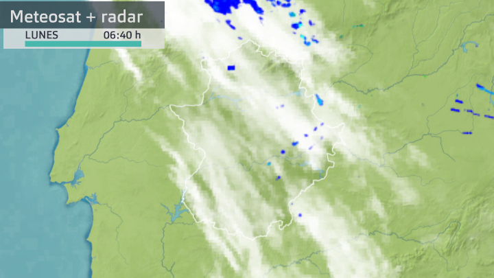 Imagen del Meteosat + radar (Aemet) lunes 14 de septiembre 6:40 h