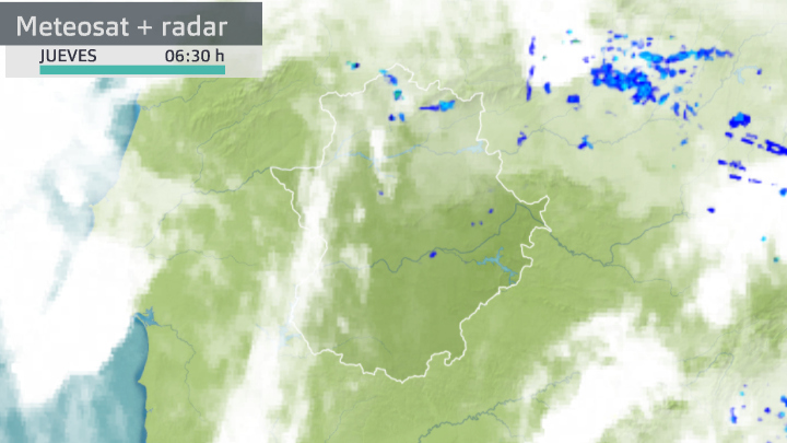 Imagen del Meteosat + radar (Aemet) jueves 17 de septiembre 6:30 h