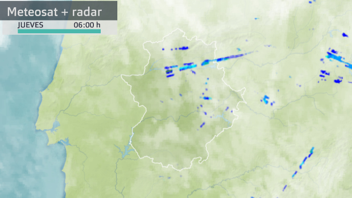 Imagen del Meteosat + radar jueves 21 de enero 6 h