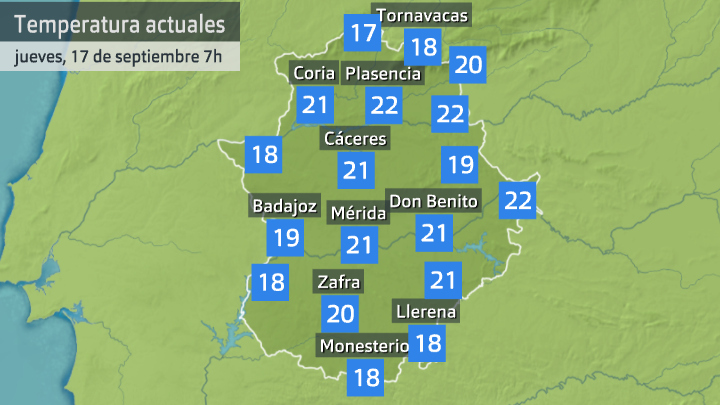 Temperatura a las 7 horas. Datos Aemet y Meteoclimatic
