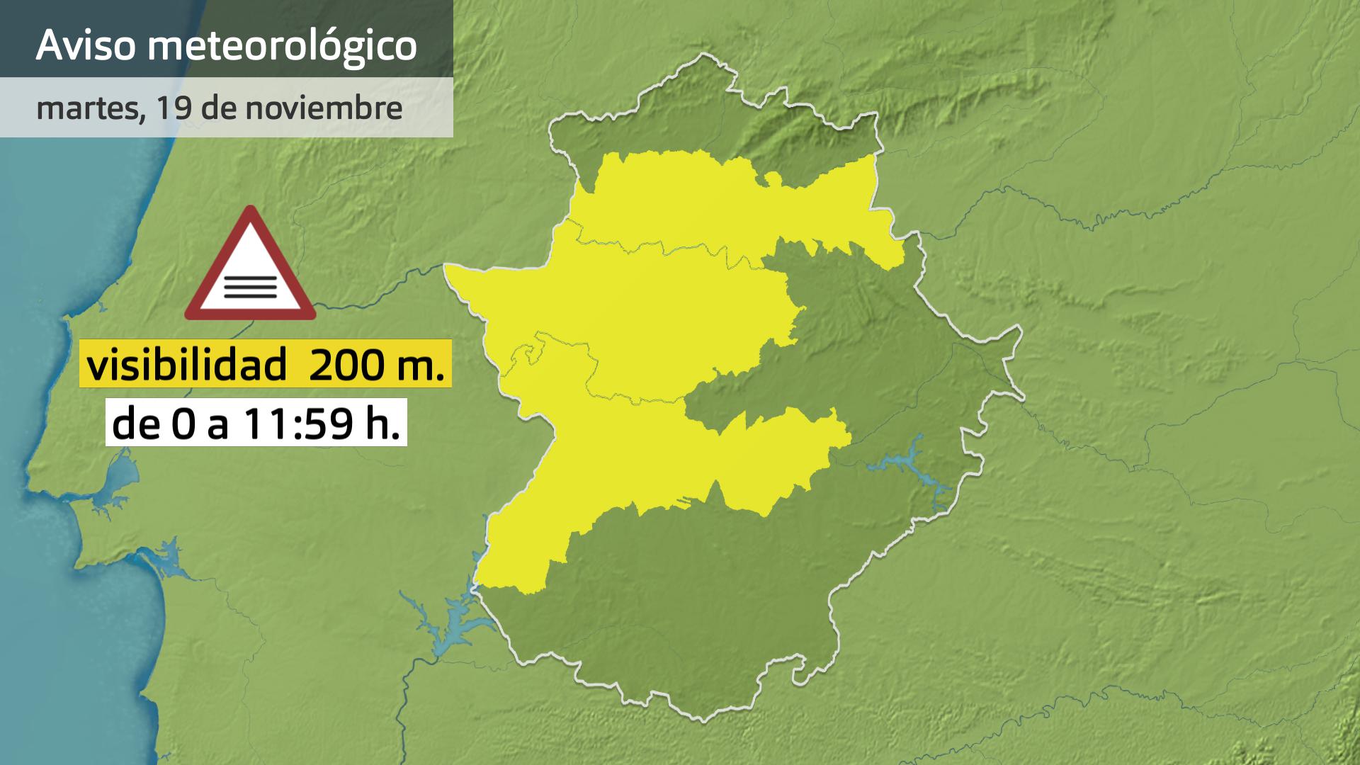 Mapa de avisos meteorológicos (Aemet) para hoy martes 19 de noviembre