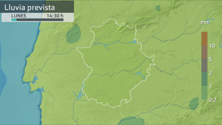 Previsión de lluvia para hoy en Extremadura
