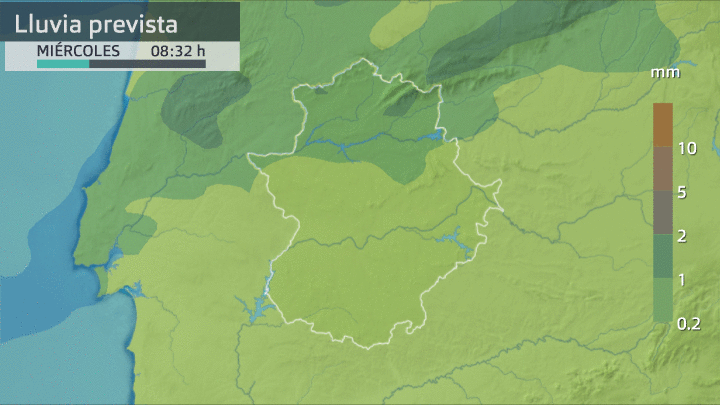 Previsión de lluvia para hoy miércoles 12 de mayo en Extremadura